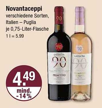 Novantaceppi 0,75-Liter-Flasche – verschiedene Sorten aus Italien, Puglia
