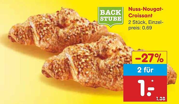 Nuss-Nougat-Croissant - 2 Stück für 1,- Euro