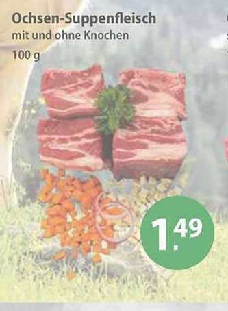 Ochsen-Suppenfleisch mit und ohne Knochen 100 g