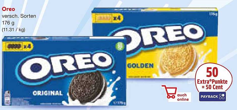 Oreo Kekse, verschiedene Sorten, 176 g