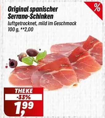 Original spanischer Serrano-Schinken, luftgetrocknet, mild im Geschmack