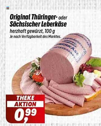 Original Thüringer- oder Sächsischer Leberkäse, herzhaft gewürzt, 100 g