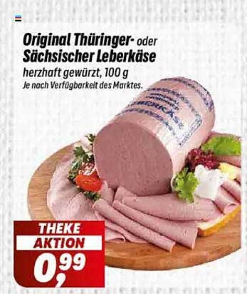 Original Thüringer- oder Sächsischer Leberkäse, herzhaft gewürzt, 100 g