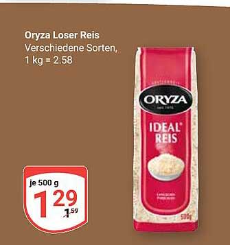 Oryza Loser Reis - Verschiedene Sorten, 500g für nur 1,29 €