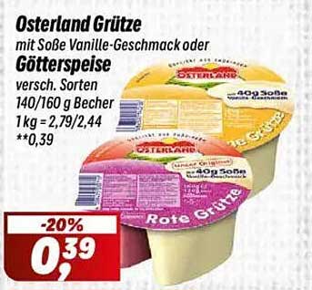 Osterland Grütze mit Soße Vanille-Geschmack oder Götterspeise