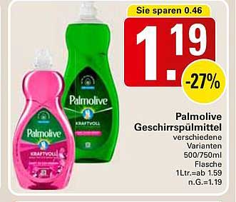 Palmolive Geschirrspülmittel verschiedene Varianten 500/750ml Flasche