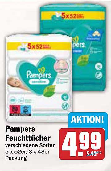 Pampers Feuchttücher verschiedene Sorten 5 x 52er/3 x 48er Packung