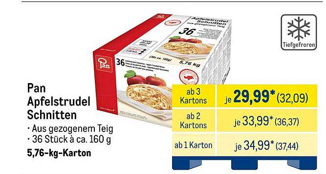 Pan Apfelstrudel Schnitten - 36 Stück à ca. 160 g
