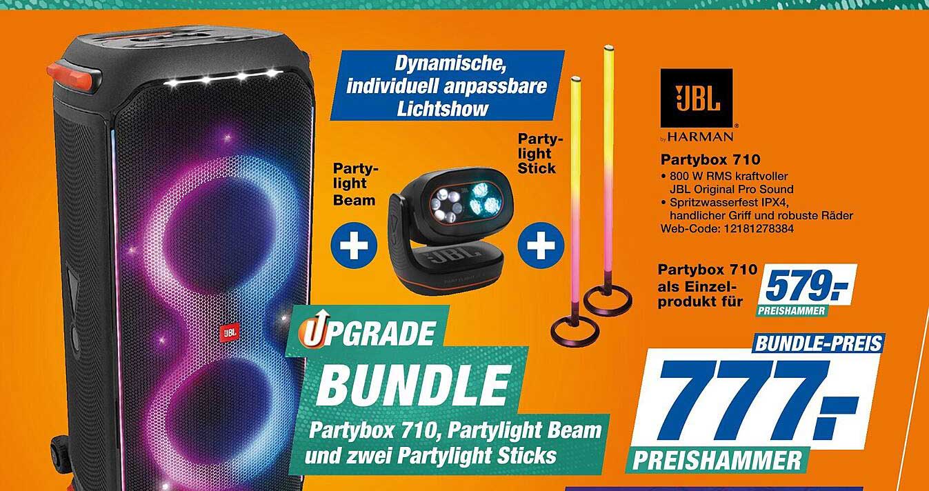 Partybox 710 Bundle mit Party-light Beam und zwei Party-light Sticks