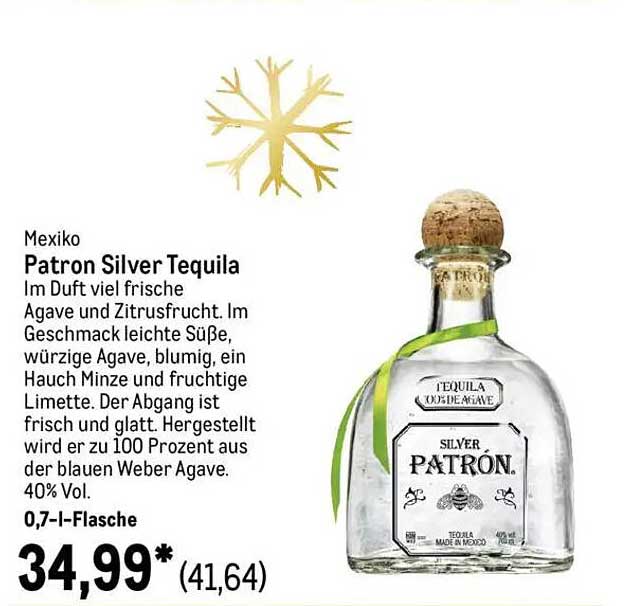 Patron Silver Tequila 0,7 l Flasche
