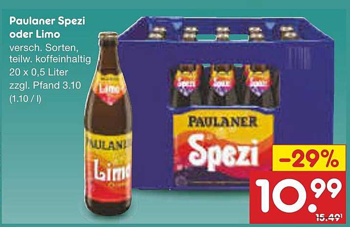 Paulaner Spezi oder Limo 20 x 0,5 Liter