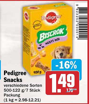 Pedigree Snacks – verschiedene Sorten 500 g