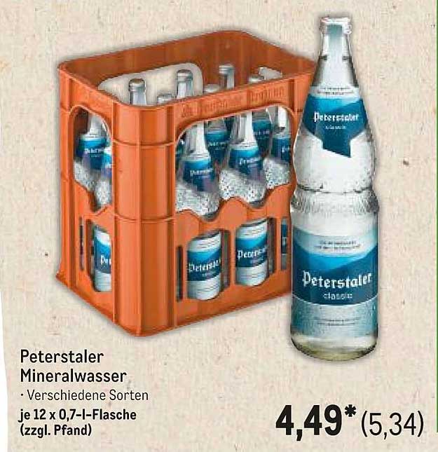 Peterstaler Mineralwasser - Verschiedene Sorten je 12 x 0,7 l-Flasche (zzgl. Pfand)
