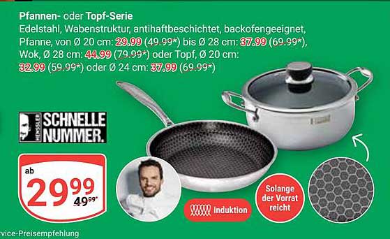 Pfannen- oder Topf-Serie aus Edelstahl