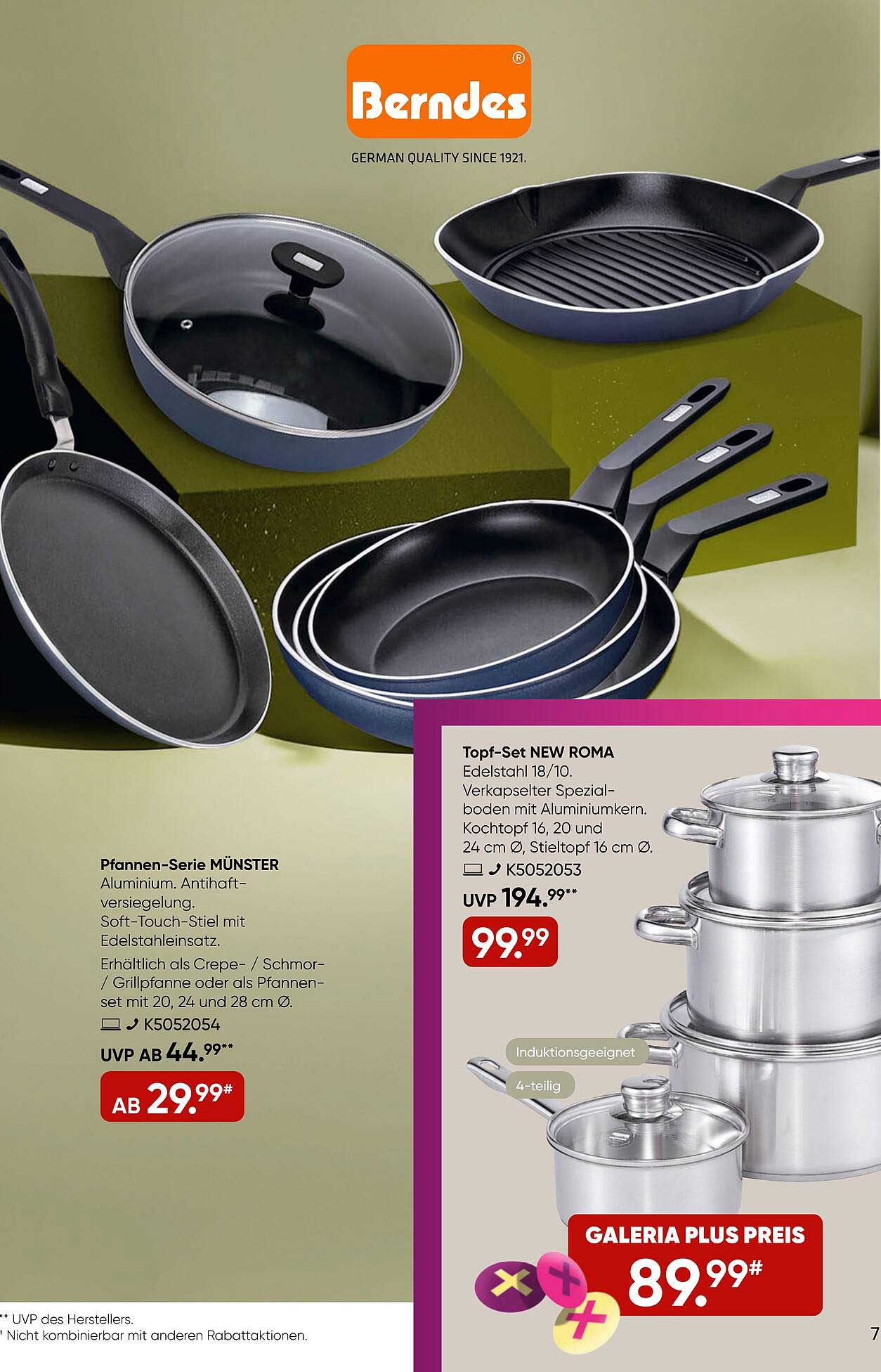Pfannen-Serie MÜNSTER und Topf-Set NEW ROMA Angebot