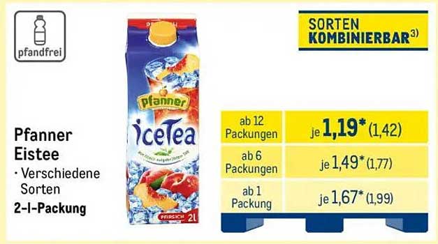 Pfanner Eistee - Verschiedene Sorten 2-l-Packung