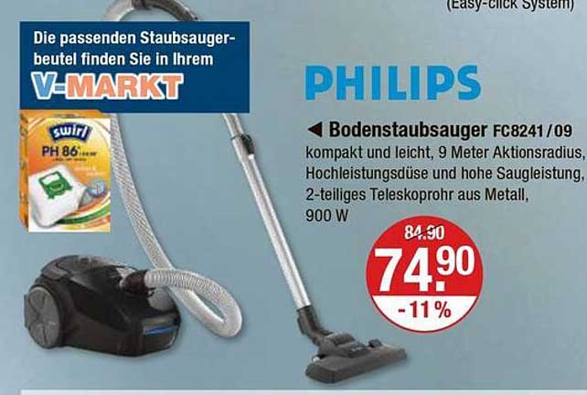 PHILIPS Bodenstaubsauger FC8241/09