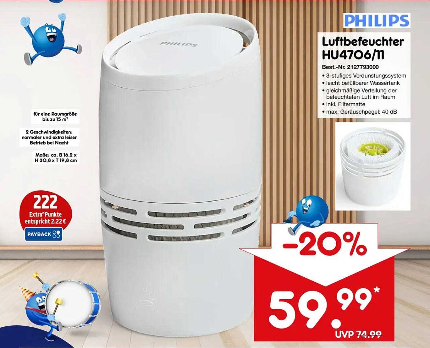 Philips Luftbefeuchter HU4706/11 - 20% Rabatt!