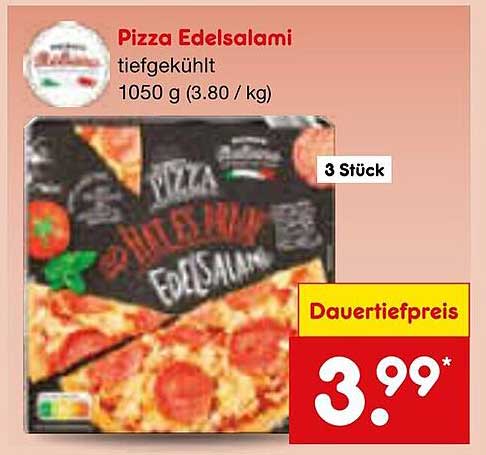 Pizza Edelsalami Tiefgekühlt - 3 Stück