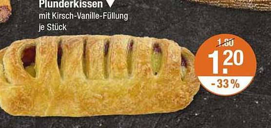 Plunderhörnchen mit Kirsch-Vanille-Füllung je Stück