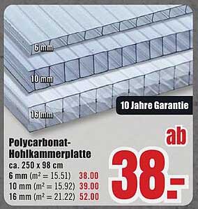 Polycarbonat-Hohlkammerplatte – ab 38,-