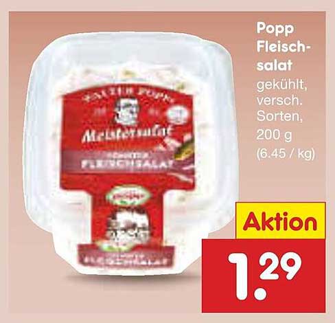 Popp Fleischsalat, gekühlt, verschiedene Sorten, 200 g