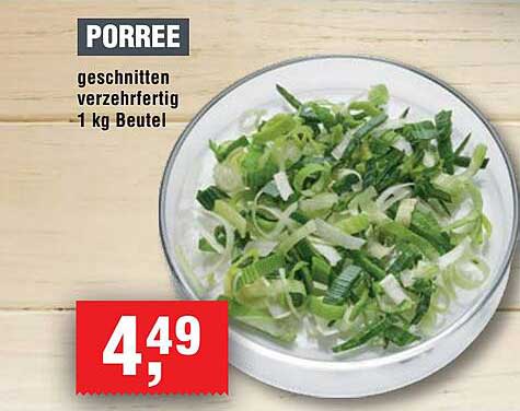 Porree geschnitten, verzehrfertig – 1 kg Beutel
