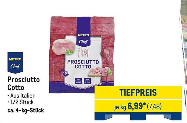 Prosciutto Cotto - Aus Italien, 1/2 Stück, ca. 4-kg-Stück
