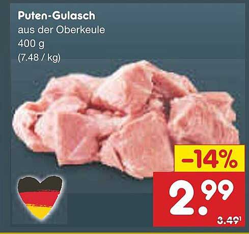 Puten-Gulasch aus der Oberkeule 400 g