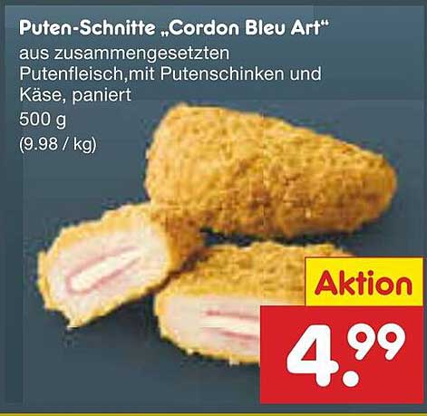 Puten-Schnitte „Cordon Bleu Art“