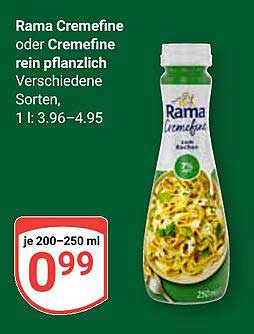 Rama Cremefine oder Cremefine rein pflanzlich verschiedene Sorten