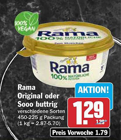 Rama Original oder Sooo buttrig 450-225 g Packung