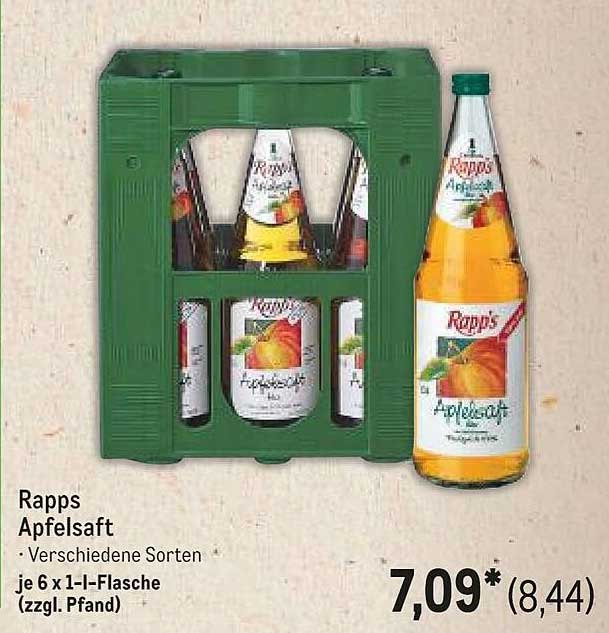 Rapps Apfelsaft - Verschiedene Sorten je 6 x 1-l-Flasche (zzgl. Pfand)