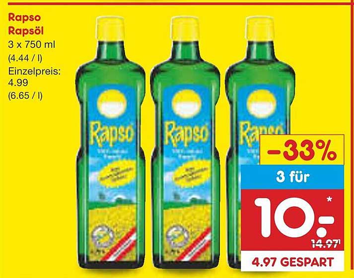 Rapso Rapsöl 3 x 750 ml
