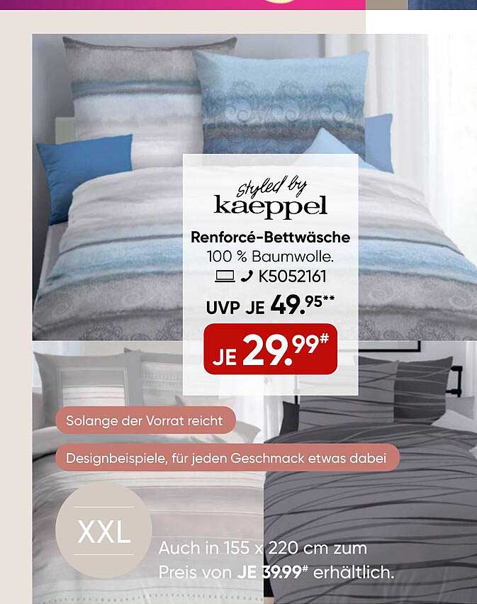 Renforcé-Bettwäsche 100 % Baumwolle von Kaeppel - jetzt zum Spitzenpreis!
