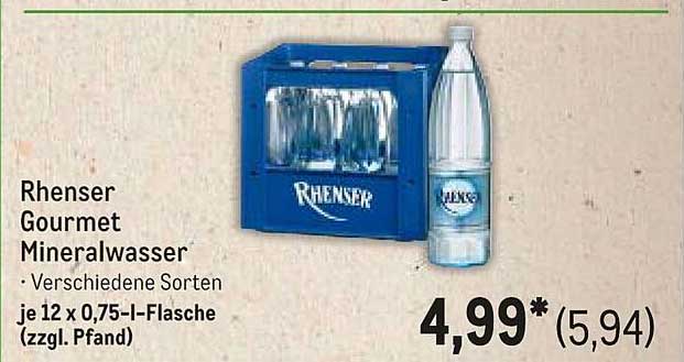 Rhensser Gourmet Mineralwasser - Verschiedene Sorten