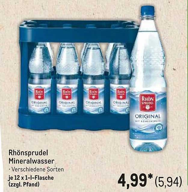 Rhönsprudel Mineralwasser - Verschiedene Sorten (12 x 1 l-Flasche)