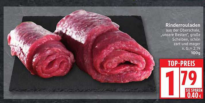 Rinderrouladen aus der Oberschale, "unsere Besten", große Scheiben, schön zart und mager