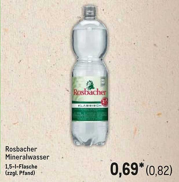 Rosbacher Mineralwasser 1,5-l-Flasche (zzgl. Pfand)