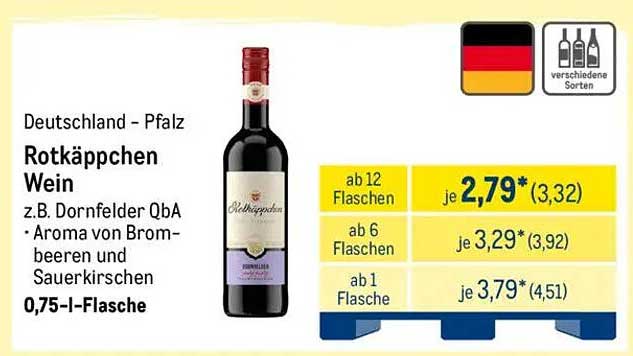 Rotkäppchen Wein z.B. Dornfelder QbA