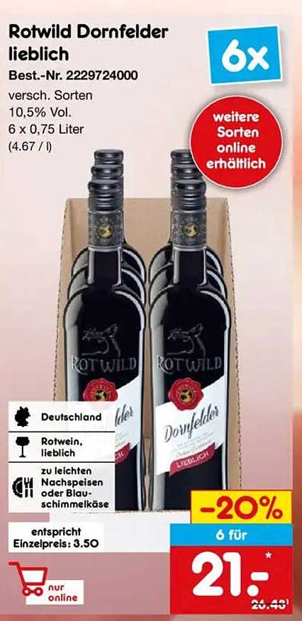 Rotwild Dornfelder lieblich 6er Pack