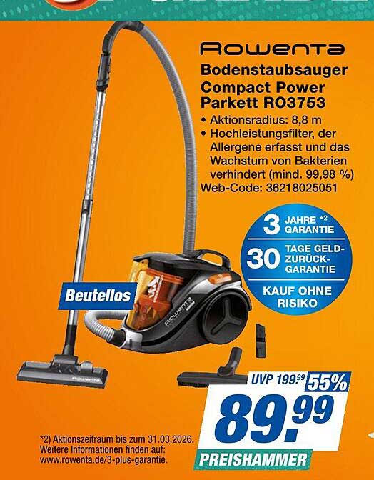 Rowenta Bodenstaubsauger Compact Power Parkett R03753