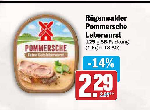 Rügenwalder Pommersche Leberwurst 125 g SB-Packung