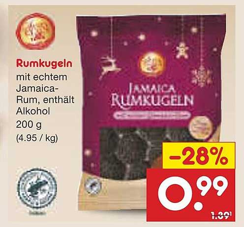Rumkugeln mit echtem Jamaica-Rum, enthält Alkohol