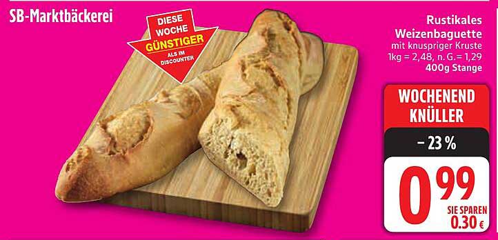 Rustikales Weizenbaguette mit knuspriger Kruste - Wochenendknüller