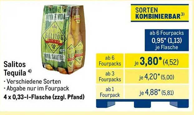 Salitos Tequila - Vielfältiger Genuss im Fourpack