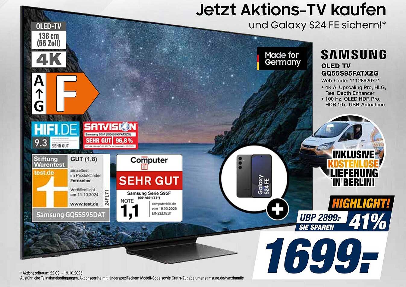 Samsung OLED TV GQ55S95FATXZG – Aktion mit Galaxy S24 FE