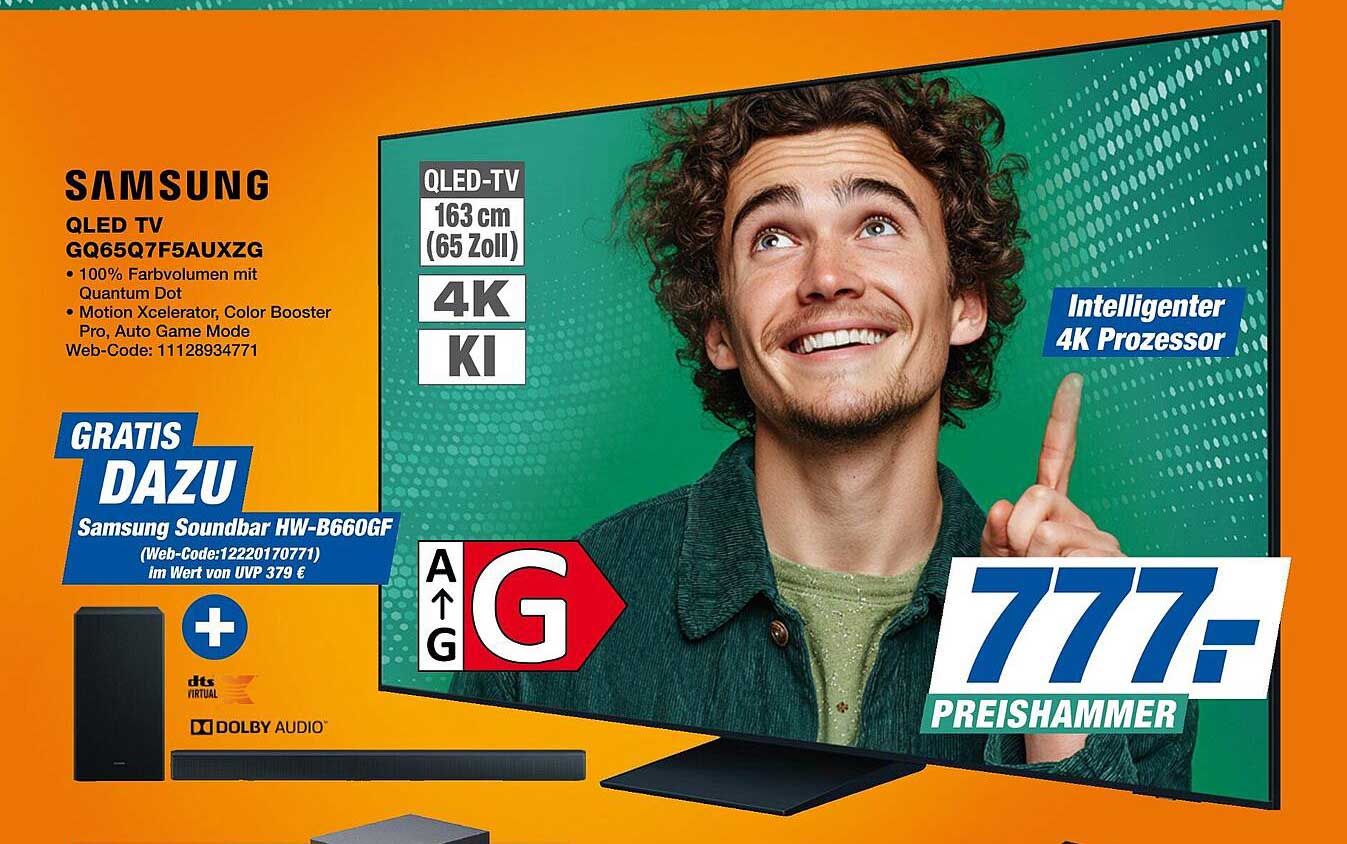Samsung QLED TV GQ65Q7F5AUXZG 163 cm (65 Zoll) 4K KI