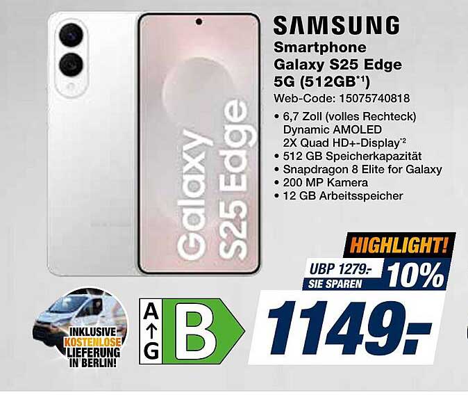 Samsung Smartphone Galaxy S25 Edge 5G (512GB)