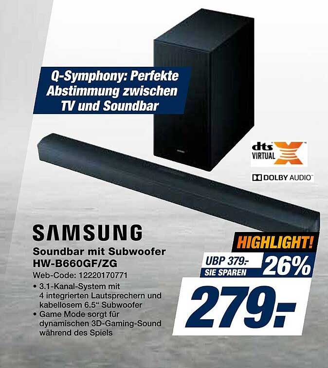 Samsung Soundbar mit Subwoofer HW-B660GF/ZG